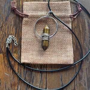 Tigers Eye Mens Necklace Mens Crystal Necklace Tigers Eye Unisex Necklace